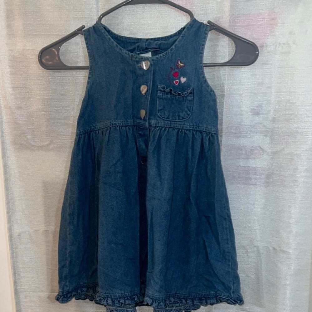 Girls Dark Blue Denim Jean Sundress